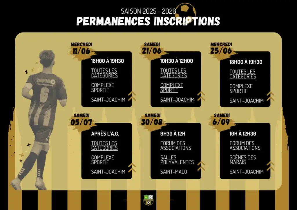 Calendrier des permanences d'inscription